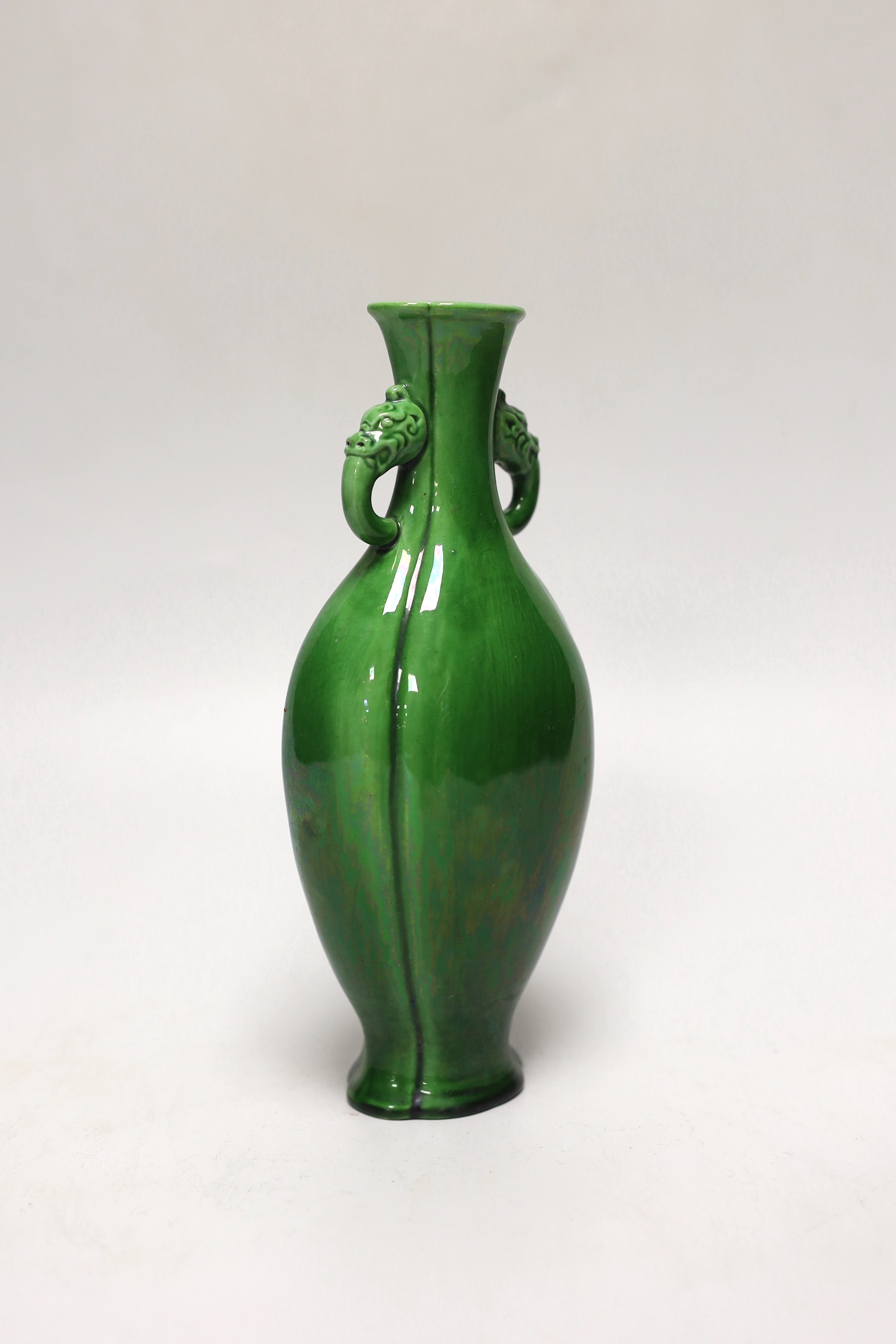 A Chinese green glaze Hu vase, 19cm